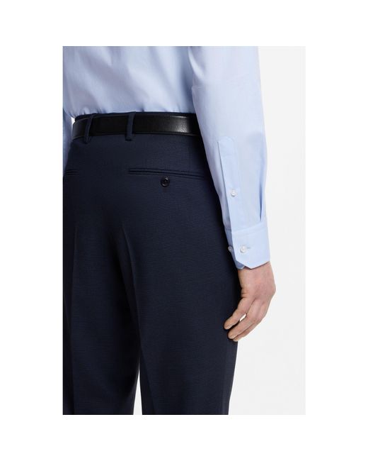 Boss Blue Regular-Fit Stretch-Twill Formal Business Shirt for men