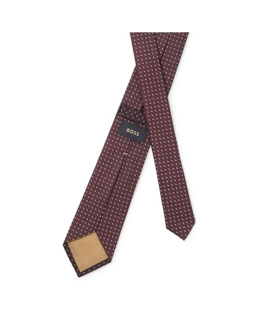 Boss Purple Silk Jacquard Tie With A Micro Pattern for men