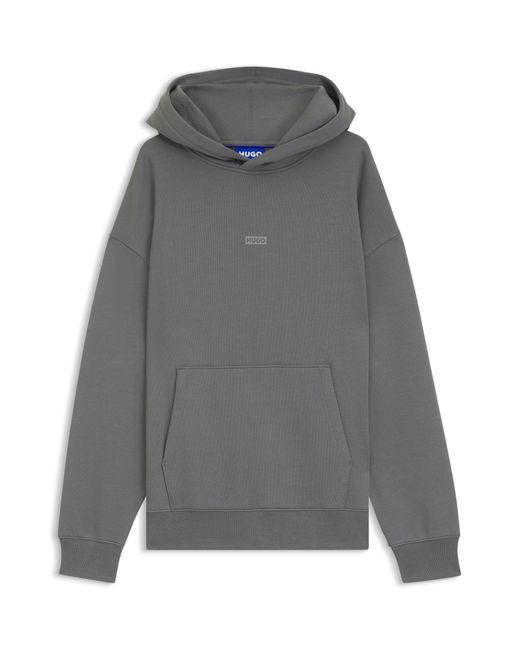 Sweat À Capuche Loose En Molleton De Coton Avec Détails Logotés HUGO pour homme en coloris Gray