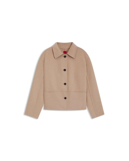 HUGO Natural Relaxed-Fit Jacket With Button Front