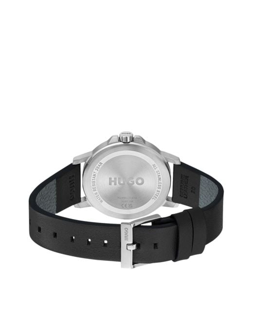 HUGO Horloge Met Zwarte Wijzerplaat En Leren Bandje in het Black voor heren