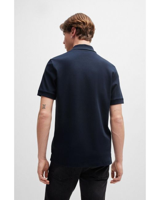 HUGO Poloshirt aus Baumwoll-Piqué mit Kontrast-Logo in Blue für Herren
