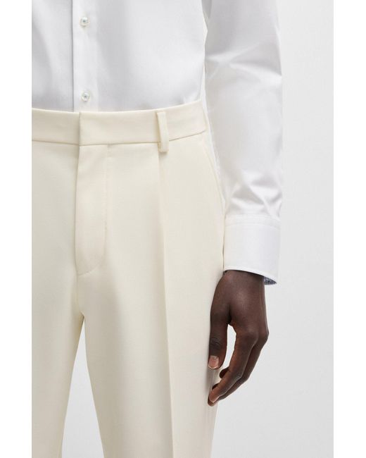 Boss Maschinenwaschbare Relaxed-Fit Hose Aus Stretch-Twill Mit Wolle in White für Herren