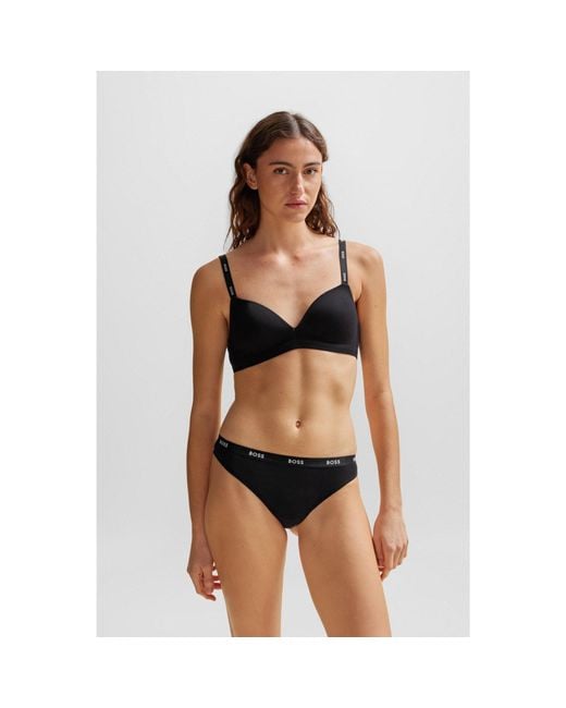 Boss Black Stretch-Jersey Triangle Bra With Logo Straps