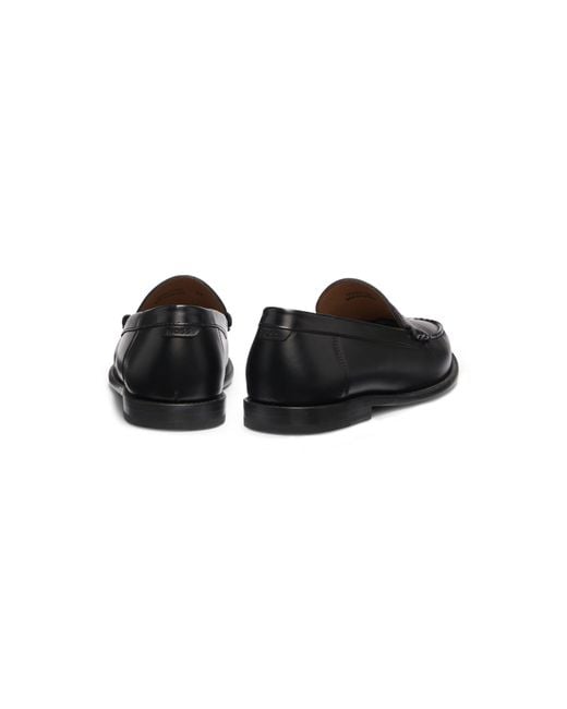 Boss Black Leather Loafers With Penny Trim for men