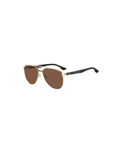 Boss Brown Tone Sunglasses With Patterned Temples for men