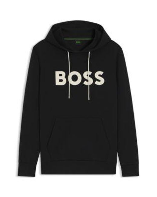 Sweat À Capuche En Coton Mélangé Avec Logo Moulé Boss pour homme en coloris Black