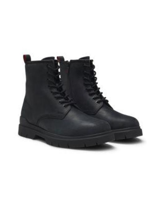 Bottines En Cuir Avec Logo Embossé HUGO pour homme en coloris Black