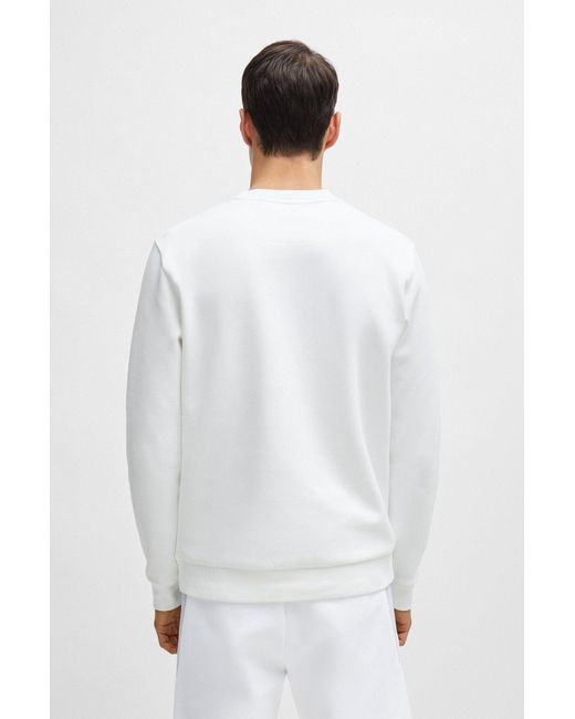 Boss White Cotton-blend Sweatshirt With 3d-moulded Logo for men