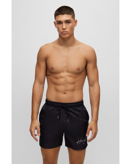 BOSS by HUGO BOSS Swim Shorts With Handwritten Logo in Blue for Men Lyst