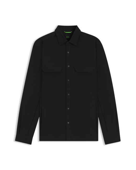 Boss Relaxed-Fit Overshirt Aus Stretch-Gabardine in Black für Herren