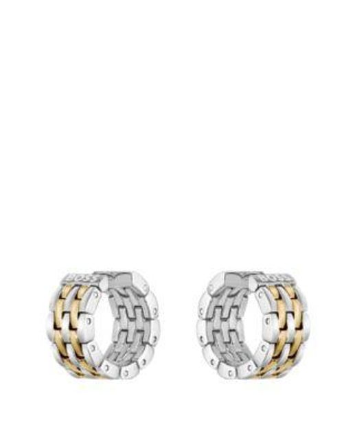 Boucles d'oreilles bicolores à maillons Boss en coloris White