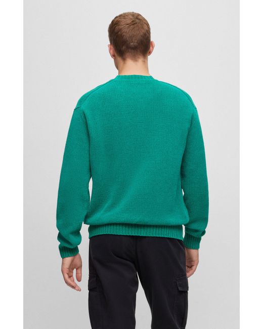 BOSS by HUGO BOSS Pullover aus gerippter Baumwolle mit Rundhalsausschnitt  in Grün für Herren | Lyst AT