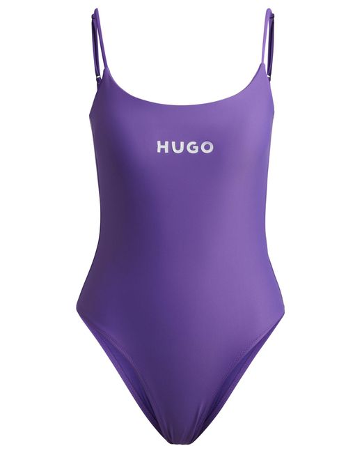 HUGO Purple Quick-dry Swimsuit With Contrast Logo