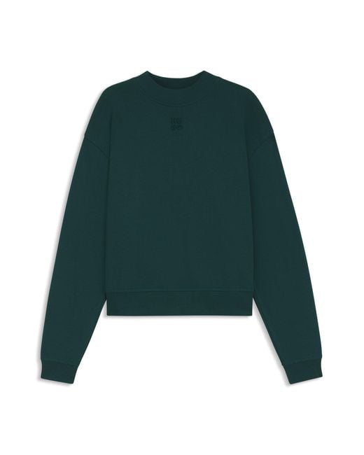 Sweat Relaxed En Molleton De Coton À Logo Revisité Brodé HUGO en coloris Green