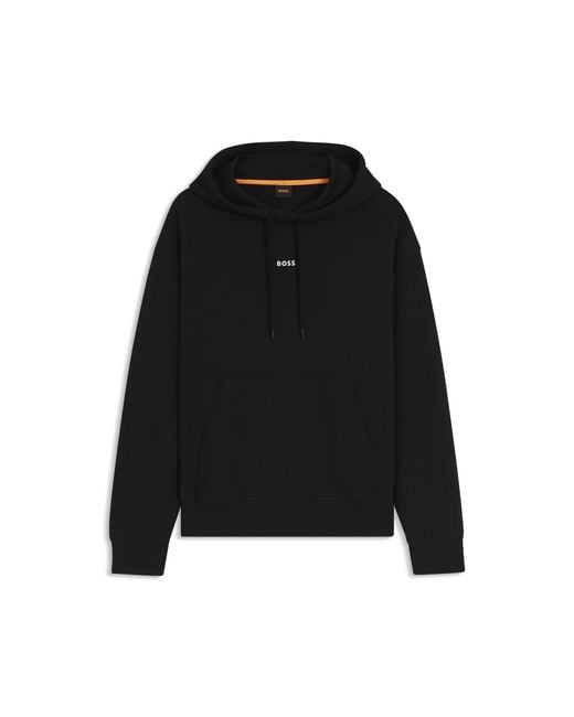 Boss Black Cotton-Terry Hoodie With Logo Print for men