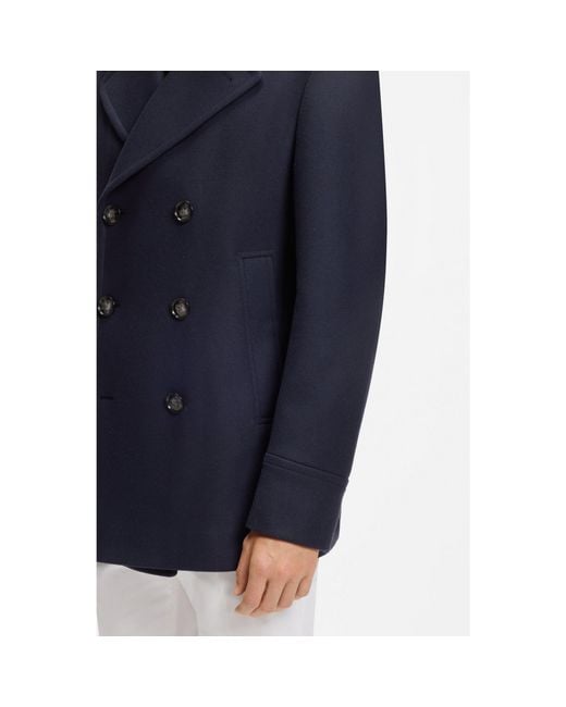 Boss Blue Slim-Fit Double-Breasted Short Coat for men