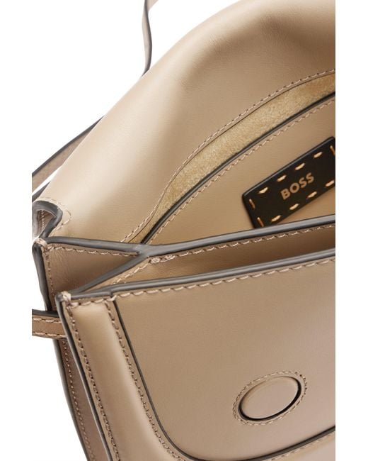 Boss Natural Crossbody Bag In Leather With Signature Details