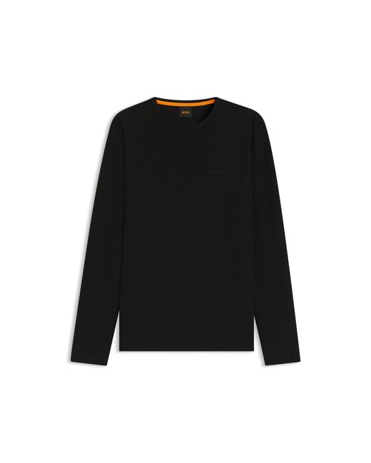 Boss Black Cotton-Blend T-Shirt With Waffle Structure for men