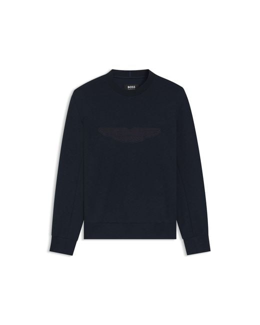 Boss Blue X Aston Martin Sweatshirt With Wing Detail for men