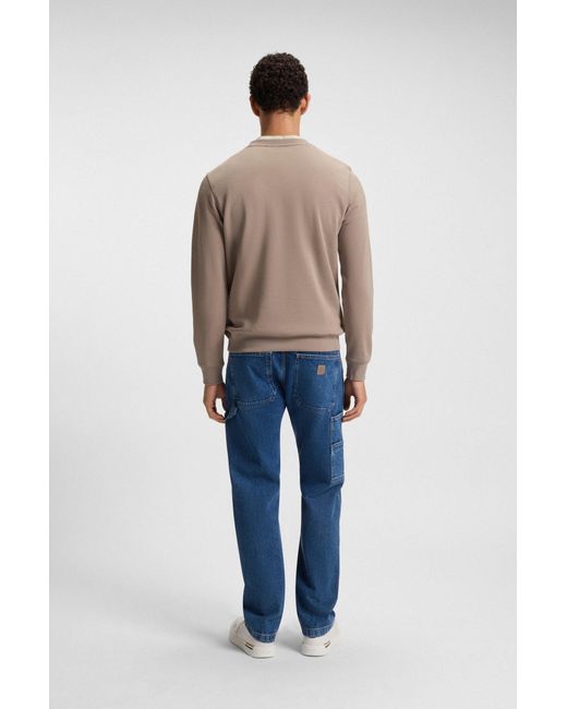 Boss Sweatshirt Van Katoenen Badstof Met Logopatch in het Natural voor heren