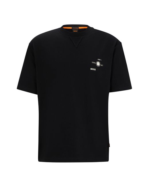 Boss Black Cotton-jersey Oversized-fit T-shirt With Seasonal Artwork for men