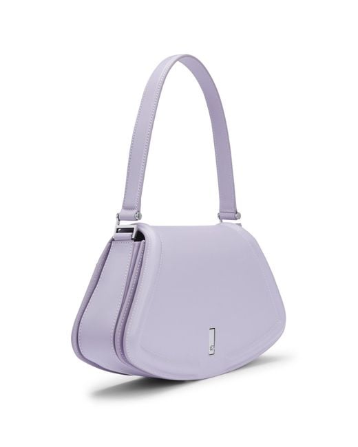 Boss Purple Ariell Leather Shoulder Bag With Signature Hardware