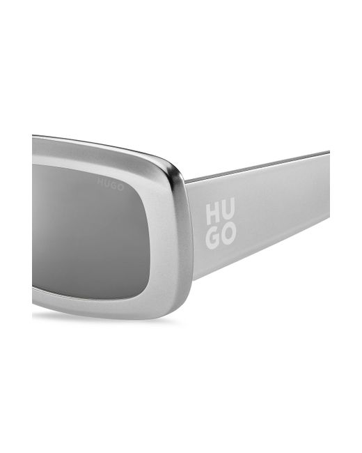 HUGO Graue Sonnenbrille mit Stack-Logo an den Bügeln in Gray für Herren
