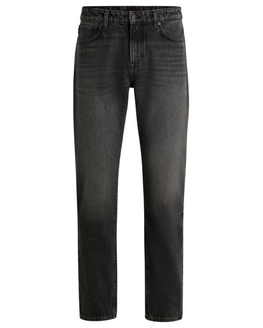 Boss Regular-fit Jeans In Black Rigid Denim for men
