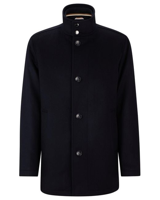 BOSS Relaxed fit Coat In Virgin Wool And Cashmere in Blue for Men Lyst UK