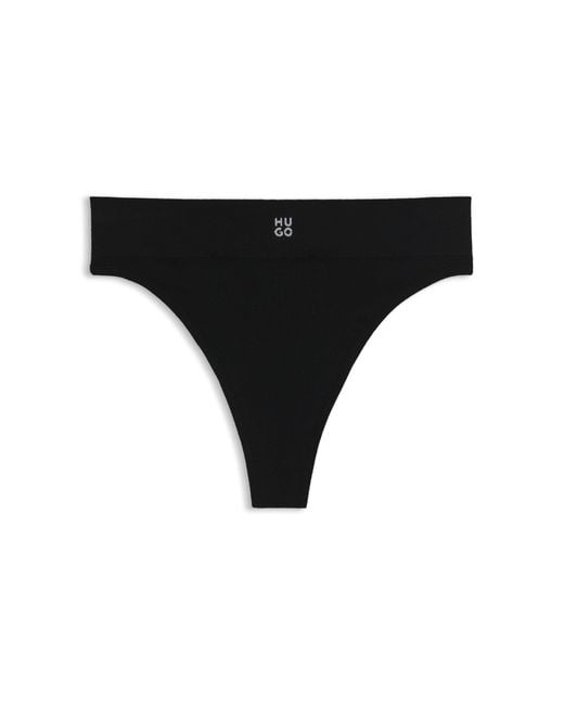 HUGO Black Nahtloser String Aus Modal-Mix Mit Geripptem Jacquard-Finish