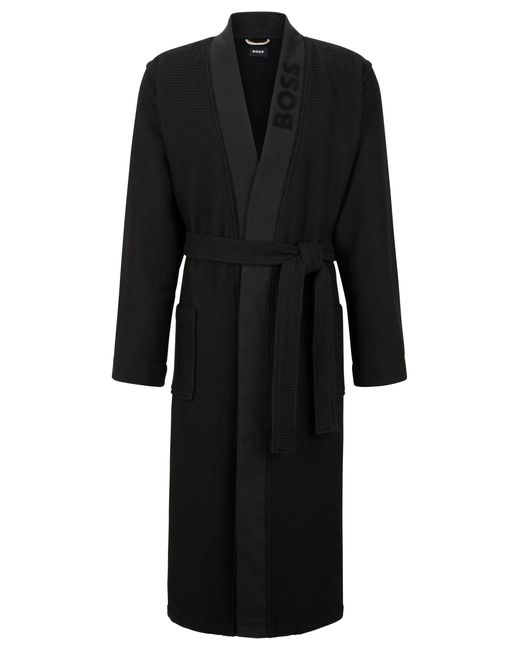 BOSS by HUGO BOSS Cotton Wafflestructured Dressing Gown With Emed Logo