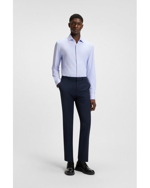 HUGO Slim-Fit Hemd Aus Funktionalem Stretch-Jersey Mit Print in Blue für Herren