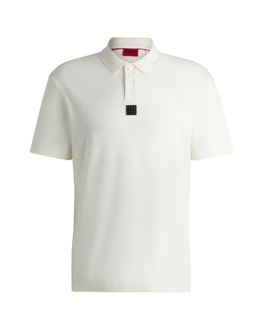 HUGO White S Deabono D Stacked-logo Polo Shirt In Interlock Cotton for men