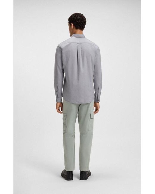 Boss Regular-Fit Overhemd Van Oxfordkatoen in het Gray voor heren