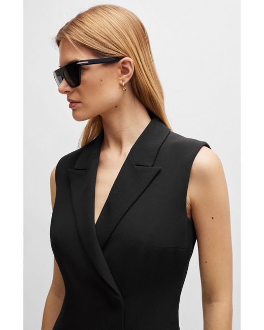 Boss Black Ärmelloses Kleid im Blazer-Stil mit verdecktem Verschluss
