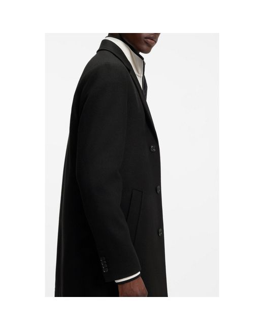 HUGO Black Buttoned Coat for men