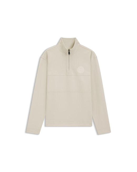Boss Natural Cotton-Blend Sweatshirt With Tennis-Themed Logo for men