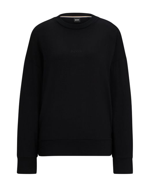 Boss Regular-fit Sweatshirt Met Logostiksel Van Badstof Met Stretch in het Black