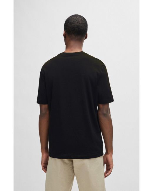 Boss Regular-Fit T-Shirt aus Baumwoll-Jersey mit saisonalem Print in Black für Herren