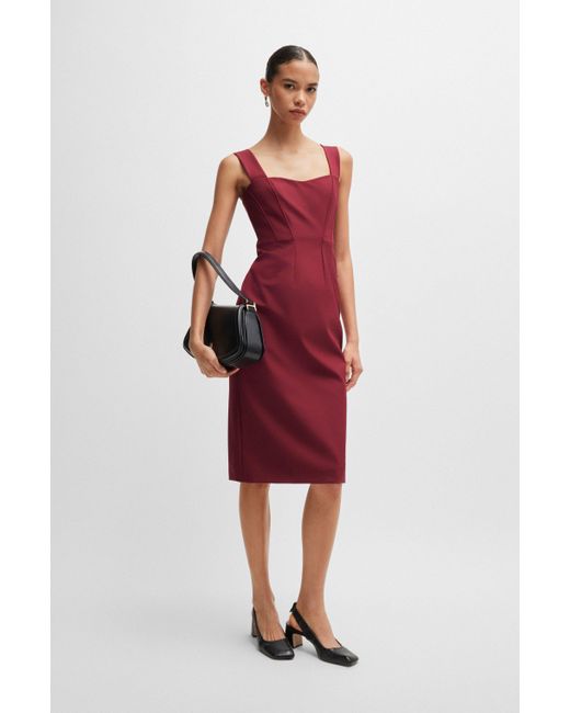 Boss Red Extra-slim-fit Dress In Performance-stretch Fabric