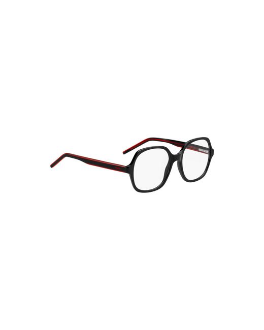 HUGO Black Acetate Optical Frames With Signature- Layered Temples