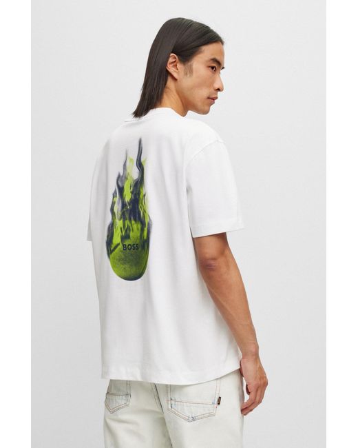 BOSS by HUGO BOSS Cotton-jersey Oversized-fit T-shirt With Seasonal Artwork  in White for Men | Lyst Canada