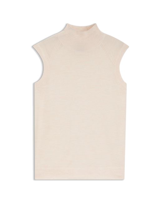 Boss Natural Sleeveless Mock-Neck Sweater
