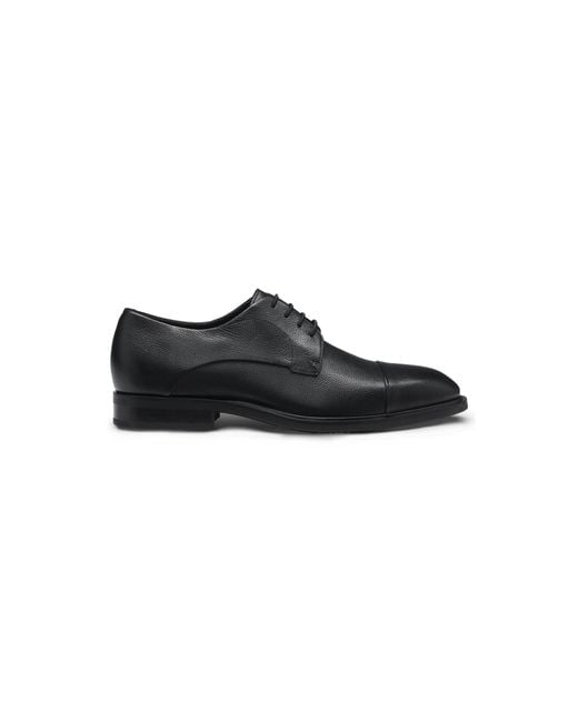Boss Black Cap-Toe Derby Shoes for men
