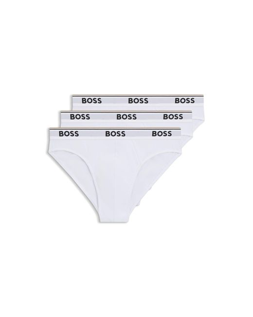 Boss Blue Three-Pack Of Logo-Waistband Briefs for men