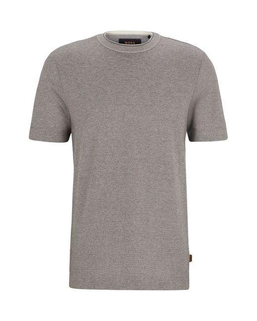 Boss Regular-fit T-shirt Van Katoen En Zijde in het Gray voor heren