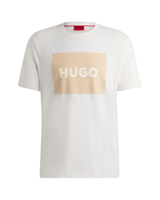 HUGO Regular-fit T-shirt Van Katoenen Jersey Met Logoprint in het White voor heren