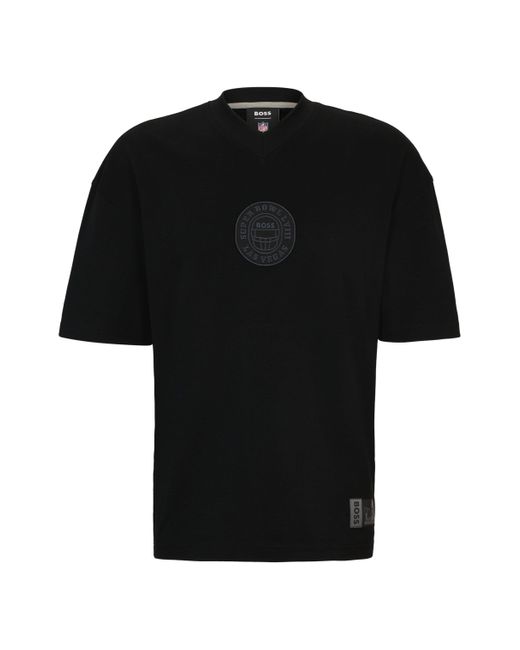 Boss X NFL T-Shirt aus Interlock-Baumwolle mit Artwork-Print in Black für Herren