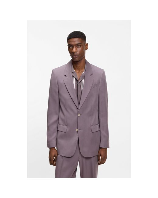 Boss Purple Relaxed-Fit Suit Jacket for men